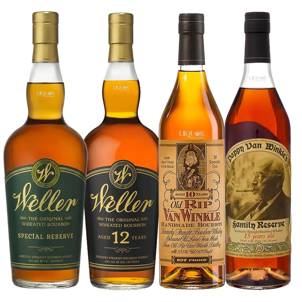 Weller Special Reserve, Weller 12 Year, Old Rip Van Winkle 10 Year, & Pappy Van Winkle Family Reserve 15 Year Bourbon Whiskey Bundle 750ml - Liquor Boutique