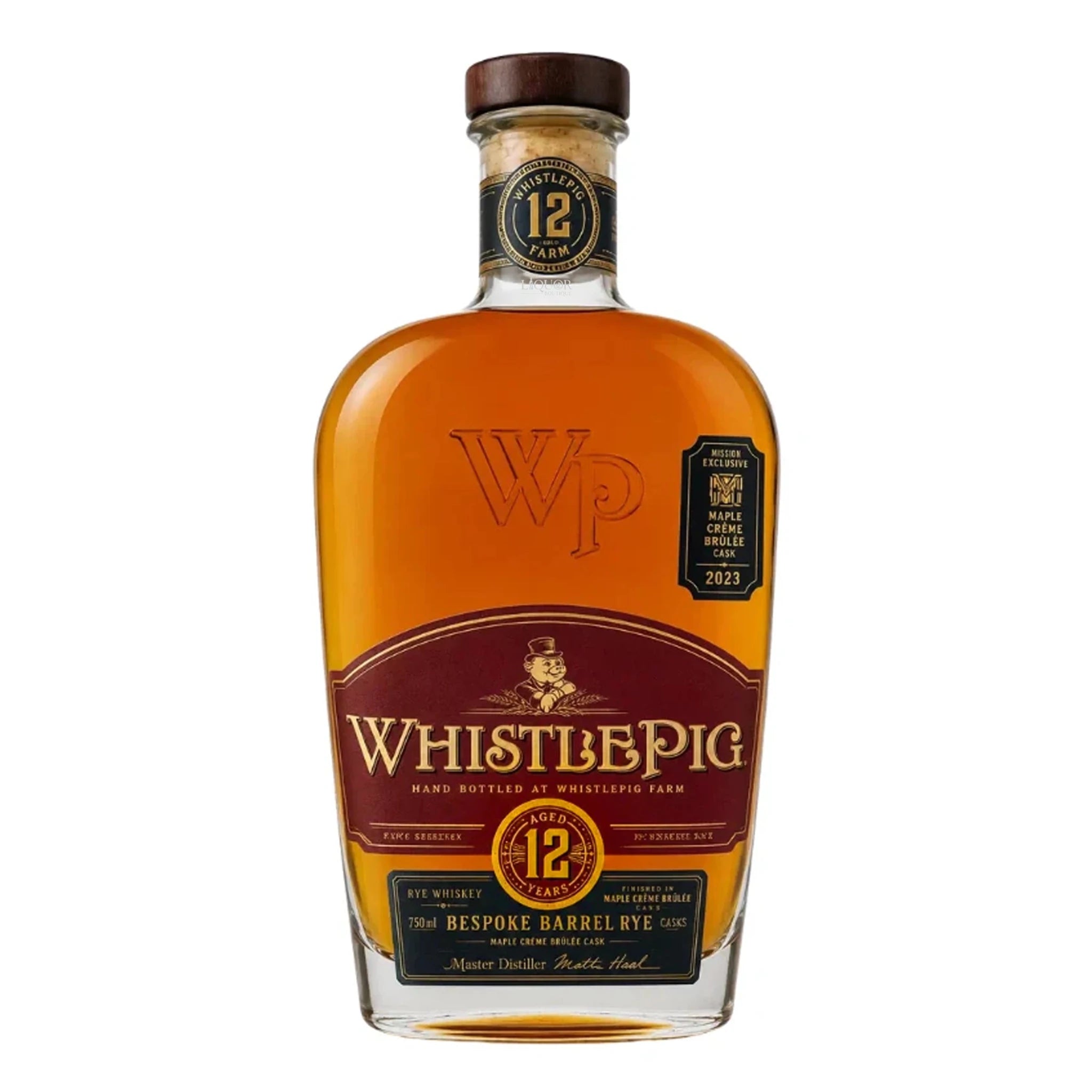 WhistlePig 12 Year Bespoke Barrel Rye Whiskey Maple Crème Brûlée Cask 750ml - Liquor Boutique