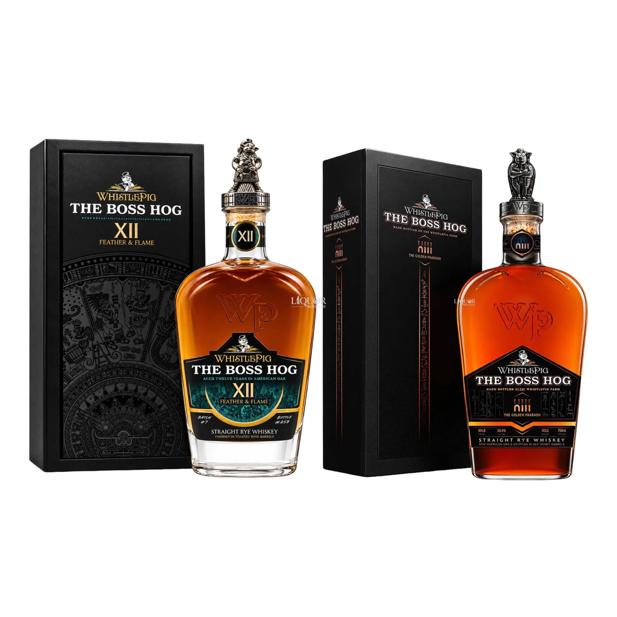 WhistlePig Boss Hog XII "Feather & Flame" & XIII: Golden Pharaoh Straight Rye Whiskey Bundle 750ml - Liquor Boutique