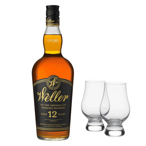 W.L. Weller 12 Year Bourbon Whiskey with Glencairn Glass Set - Liquor Boutique