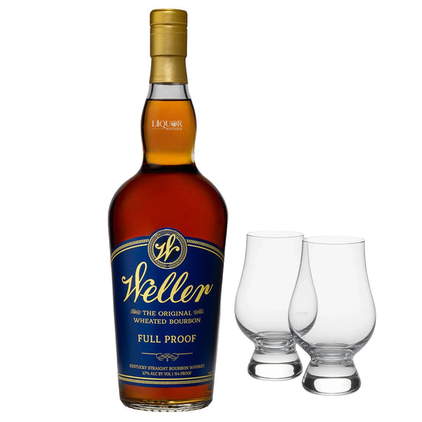 W.L. Weller Full Proof Bourbon Whiskey with Glencairn Glass Set - Liquor Boutique