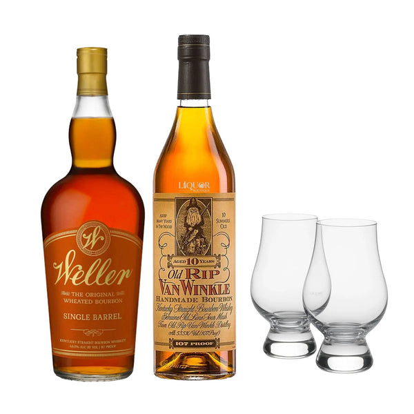 W.L Weller Single Barrel & Old Rip Van Winkle Bourbon Whiskey Glass Set Bundle - Liquor Boutique