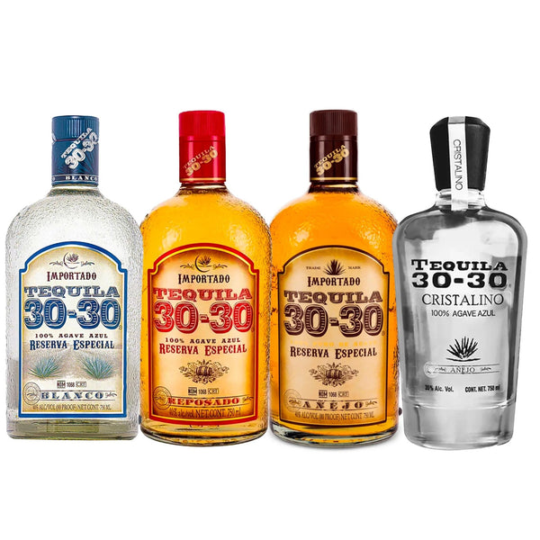 30‑30 Reserva Especial Blanco, Reposado, Añejo &amp; Cristalino Añejo Bundle - Liquor Boutique