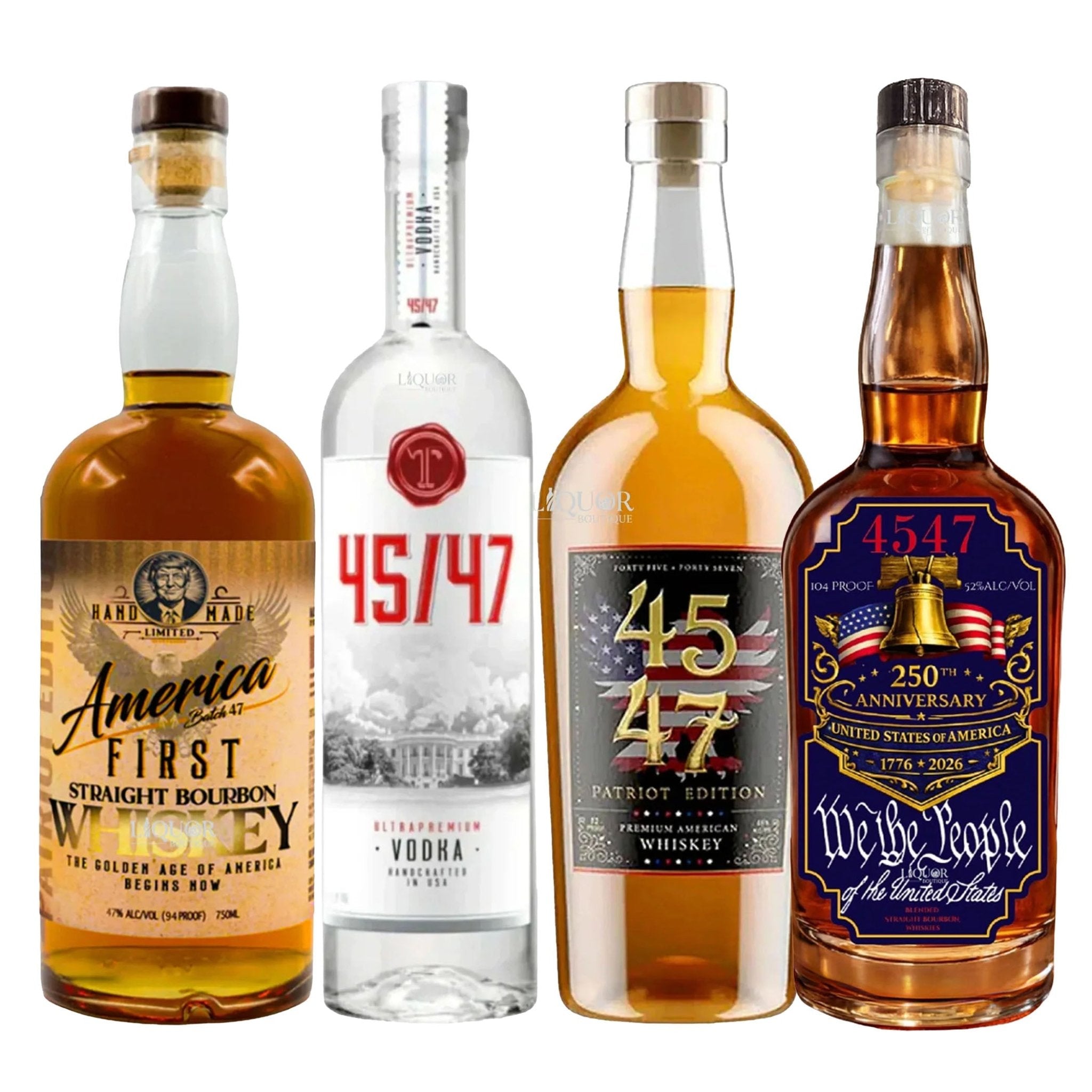 45 & 47 Patriot Edition, America First, T 45/47 Vodka and 250th Anniversary Bourbon Whiskey Bundle 750ml - Liquor Boutique