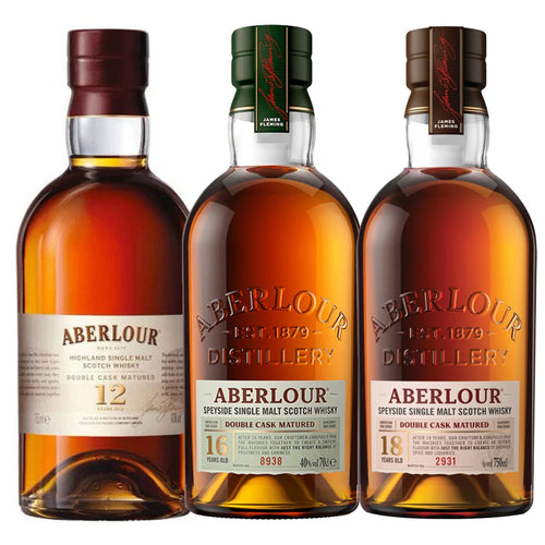 Aberlour 12,16,& 18 Year Old Scotch Whiskey Bundle