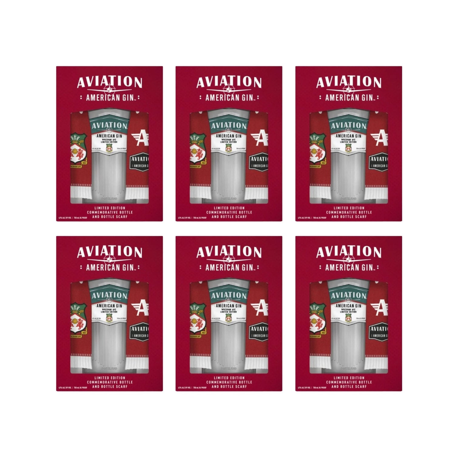 Aviation Gin Wrexham AFC Scarf Gift Set 750ml - Liquor Boutique