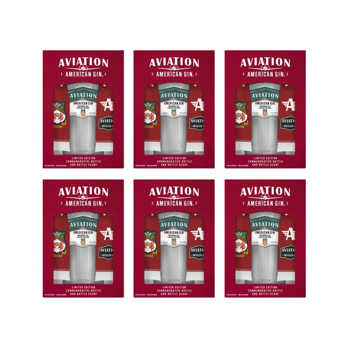 Aviation Gin Wrexham AFC Scarf Gift Set 750ml - Liquor Boutique