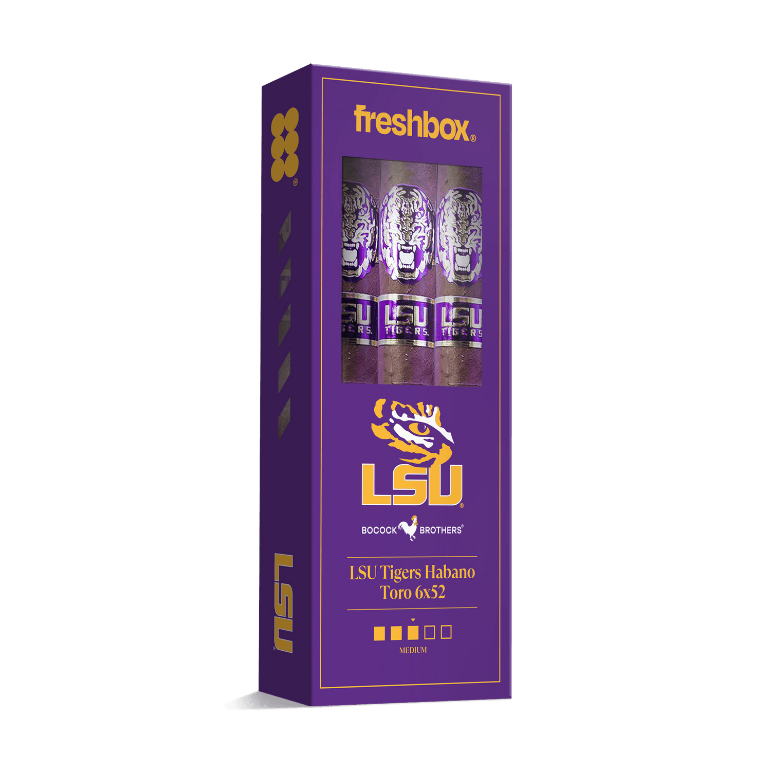 Boccock Brothers LSU Tigers Habano Toro 6x52 FreshBox | Cigar 3-Pack - Liquor Boutique