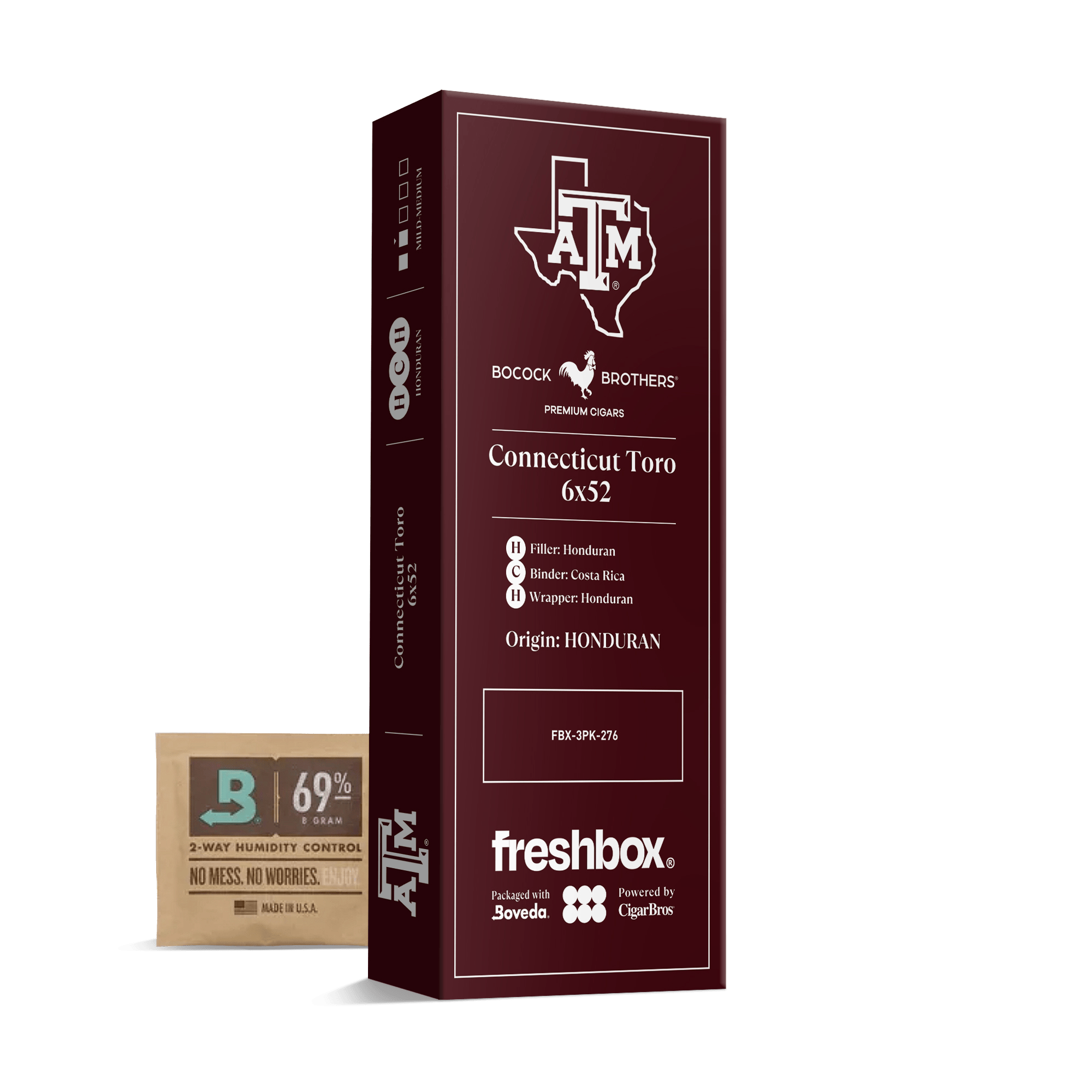Boccock Brothers Texas A&M Connecticut 6x52 FreshBox | 3-Pack
