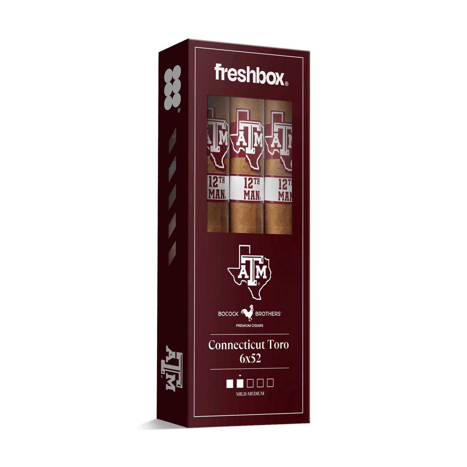 Boccock Brothers Texas A&M Connecticut 6x52 FreshBox | Cigar 3-Pack - Liquor Boutique