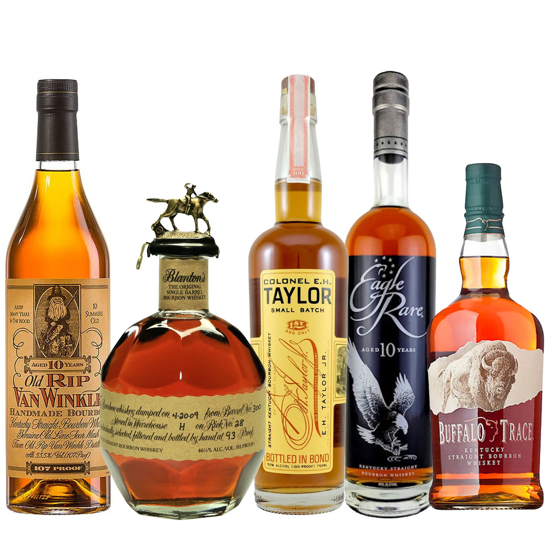 Old Rip Van Winkle, Blanton's, E.H Taylor, Eagle Rare, & Buffalo Trace Whiskey Bundle