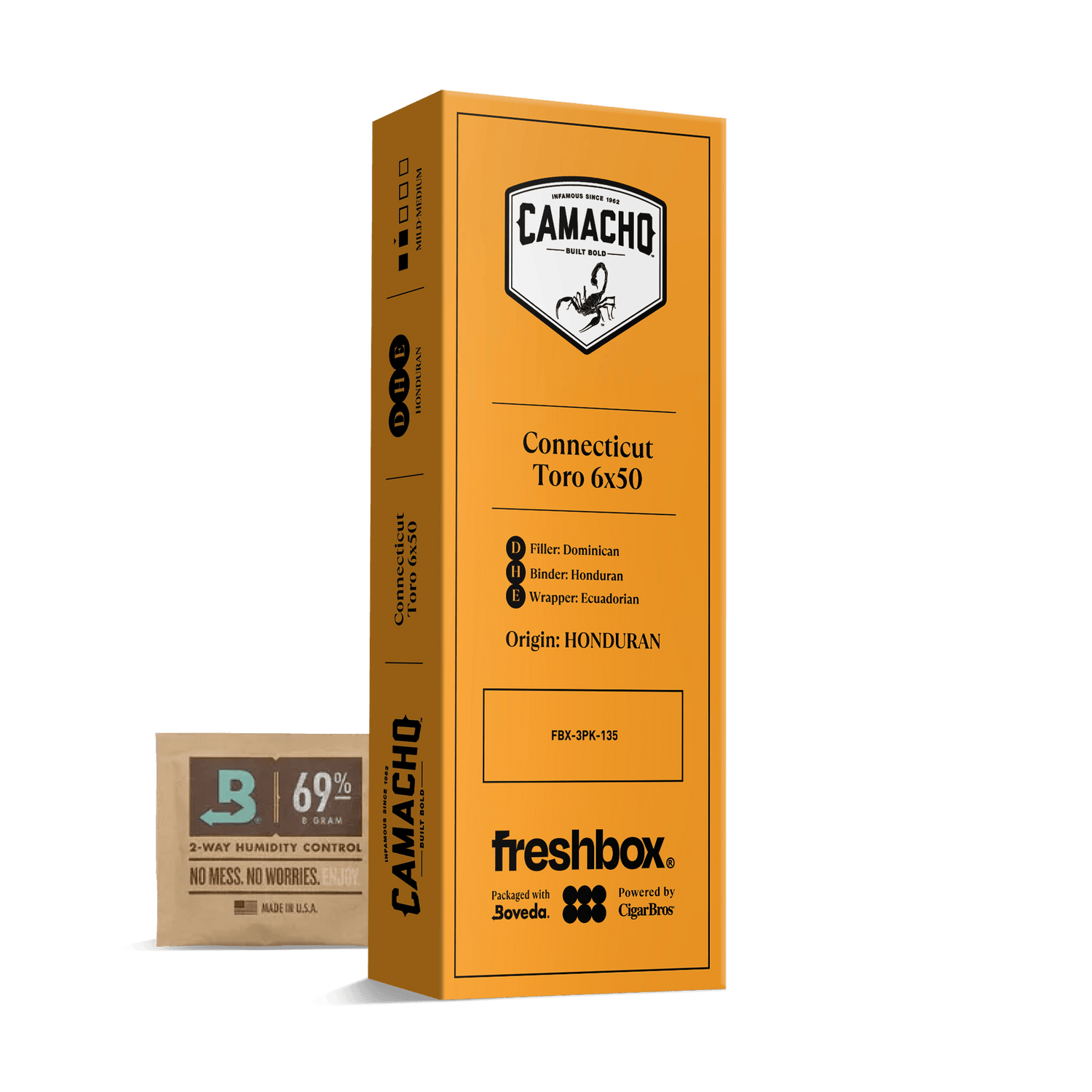 Camacho Connecticut Toro 6x50 FreshBox | Cigar 3-Pack - Liquor Boutique