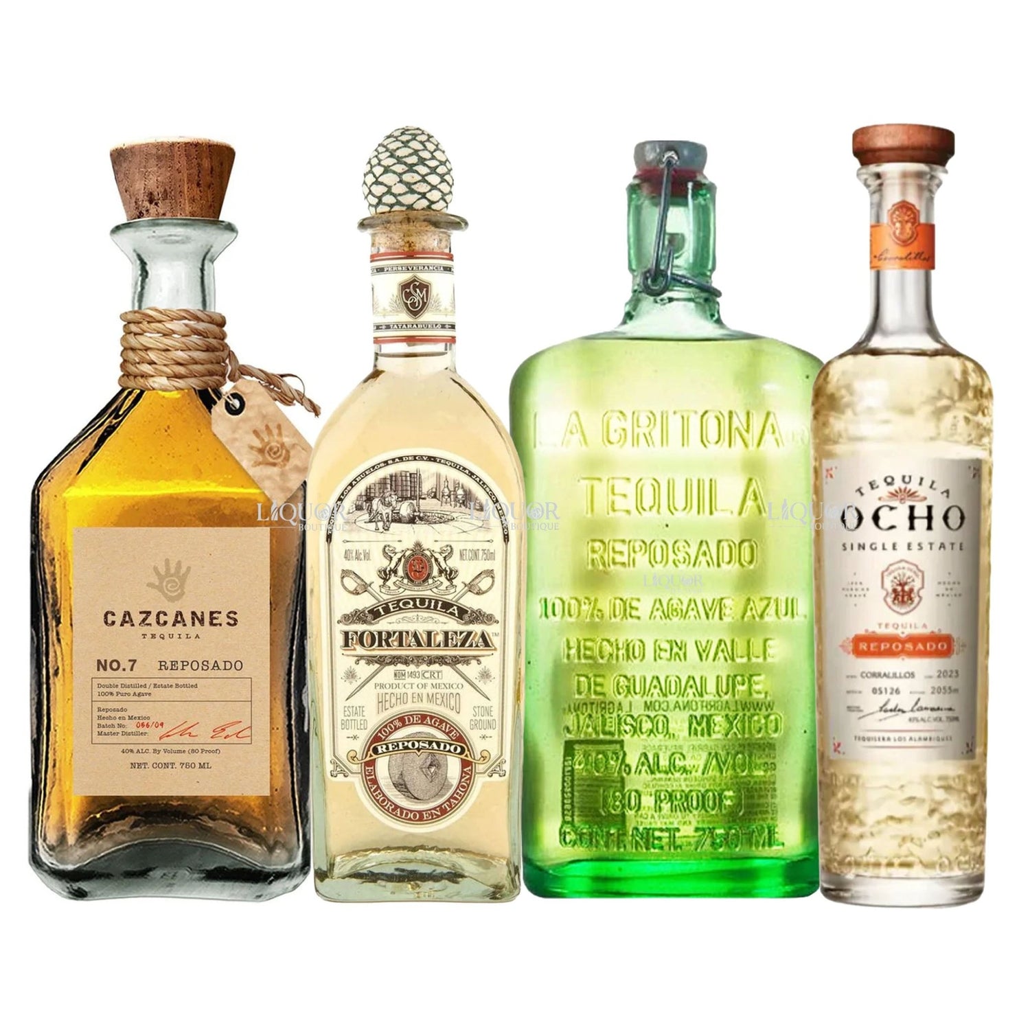 Cazcanes, Fortaleza, La Gritona, & Ocho Reposado Additive Free Tequila Bundle 750ml - Liquor Boutique