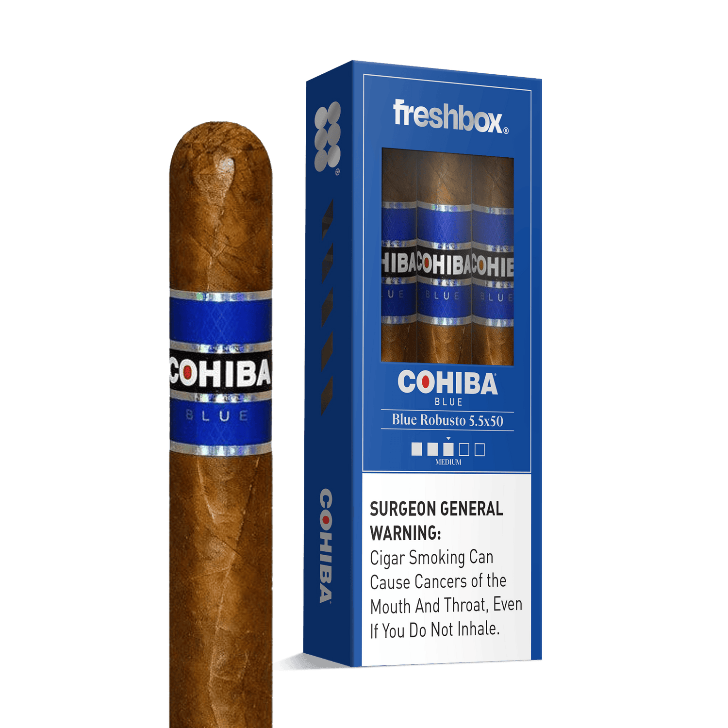 Cohiba Blue Robusto 5.5x50 FreshBox | Cigar 3-Pack - Liquor Boutique