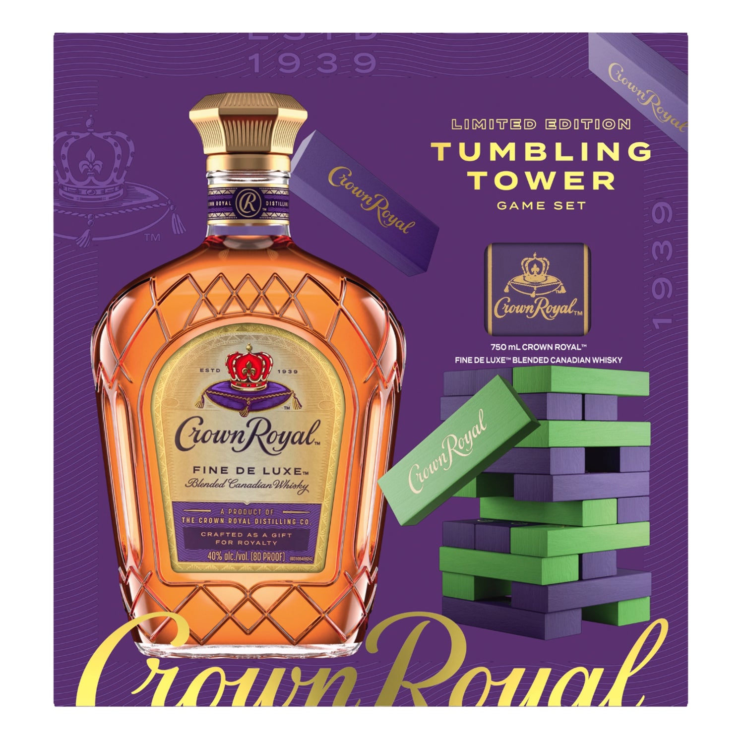 Crown Royal Deluxe Limited Edition Tumbling Tower Gift Set 750ml