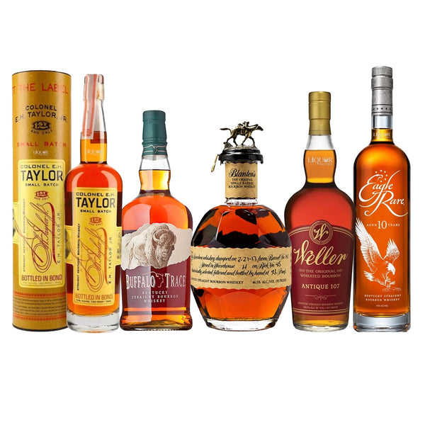 E.H Taylor Small Batch, Buffalo Trace, Blanton's, Weller 107 Antique, & Eagle Rare Whiskey Bundle 750ml - Liquor Boutique