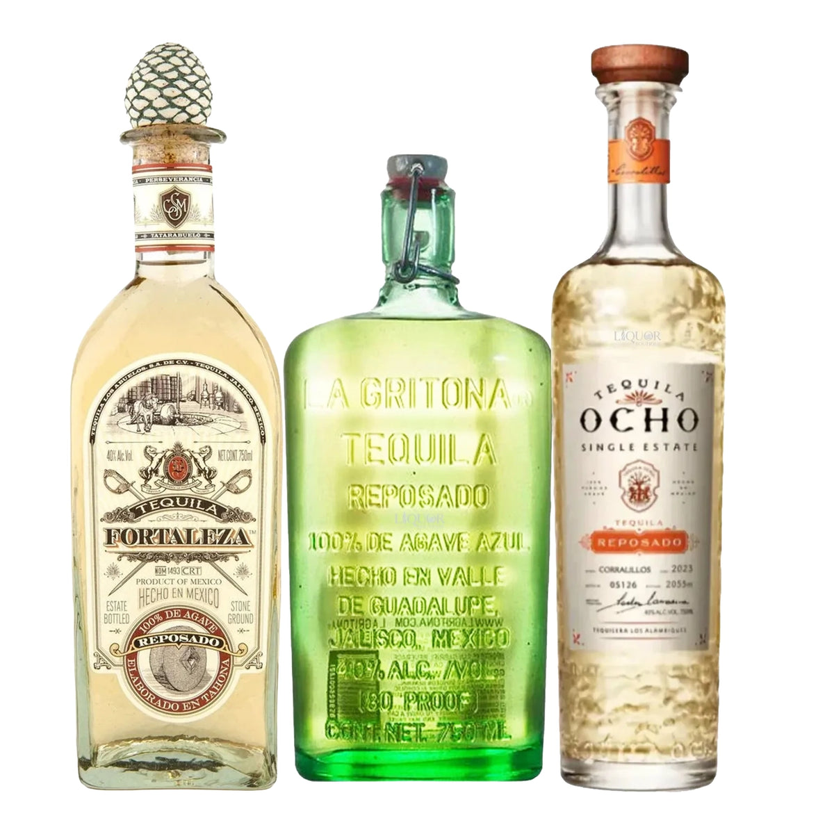 Fortaleza, La Gritona & Tequila Ocho Reposado Tequila Bundle 750ml