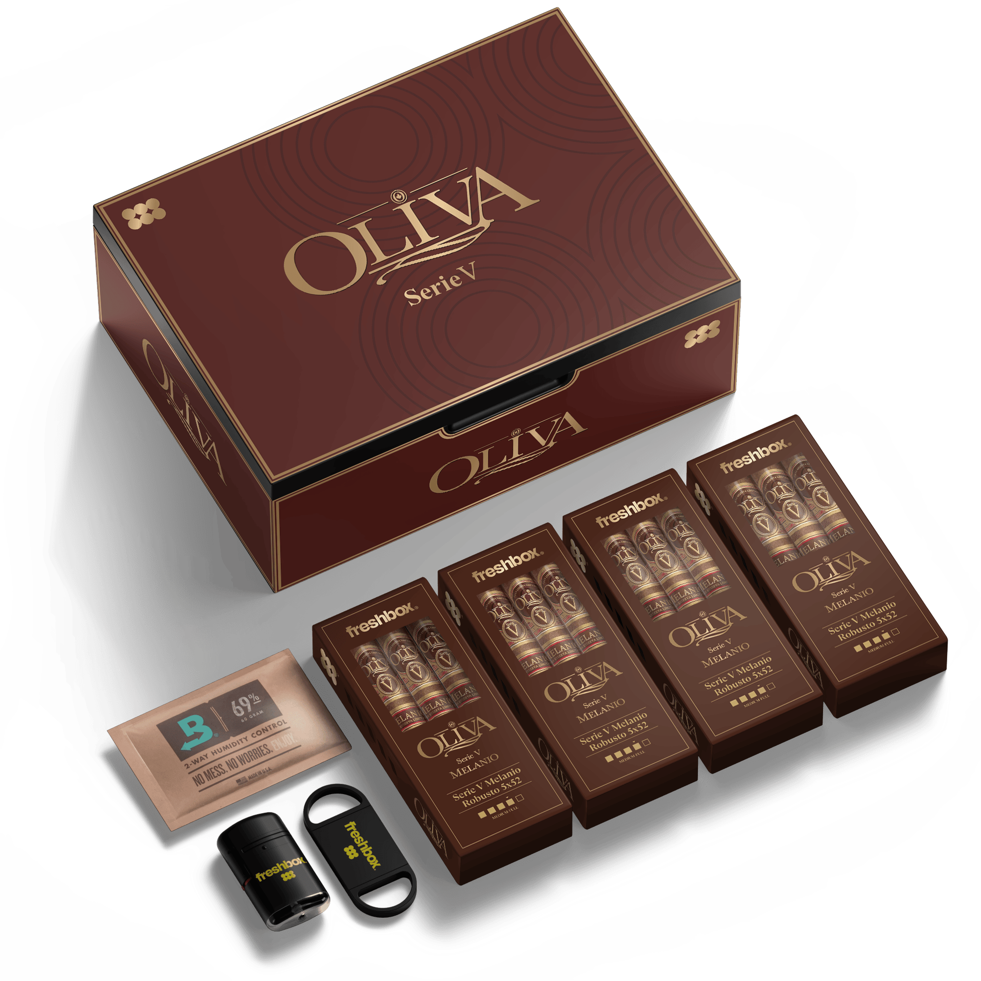 FreshBox™ Oliva Serie V Melanio Edition Humidor Starter Kit