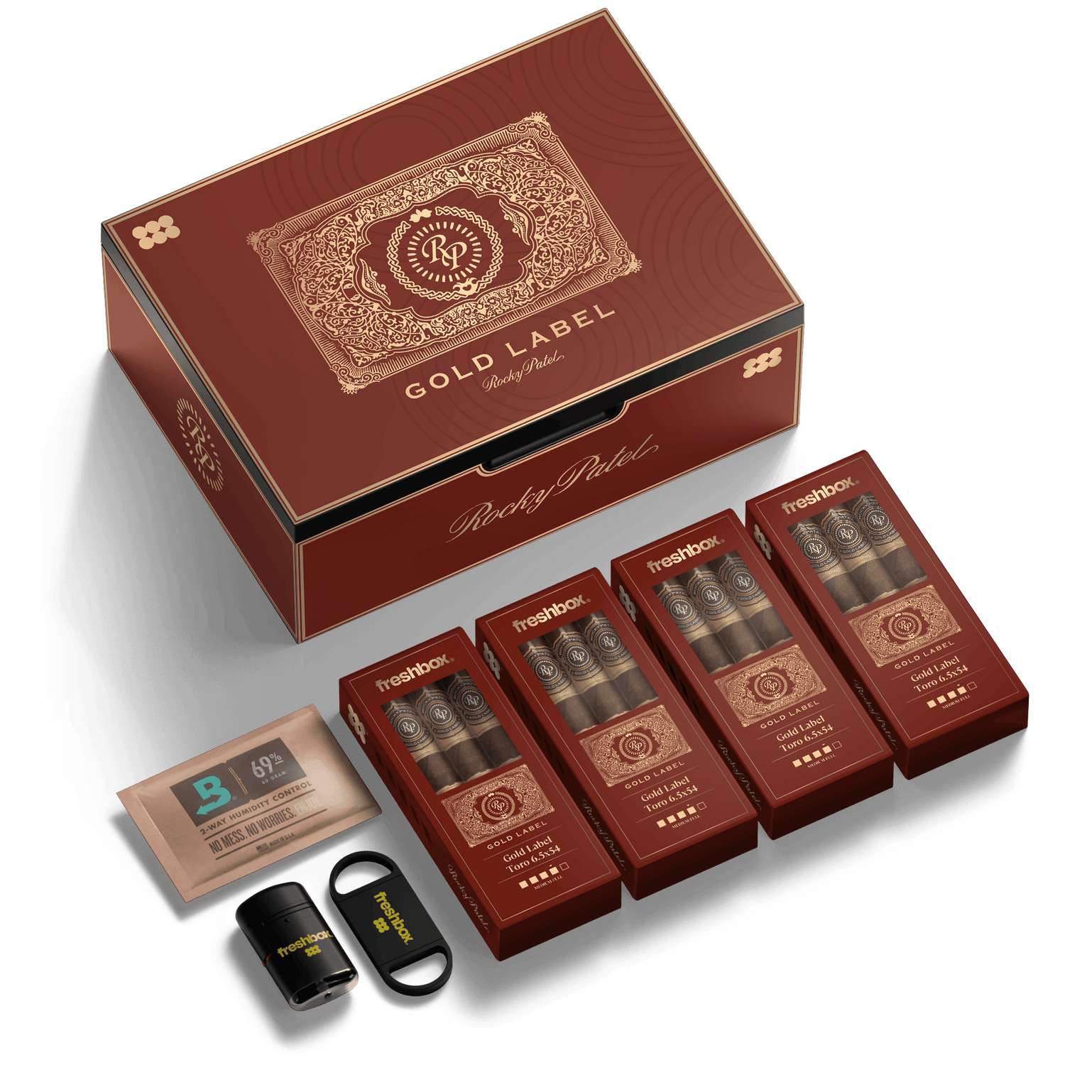 FreshBox Rocky Patel Gold Label Edition Humidor Starter Kit - Liquor Boutique