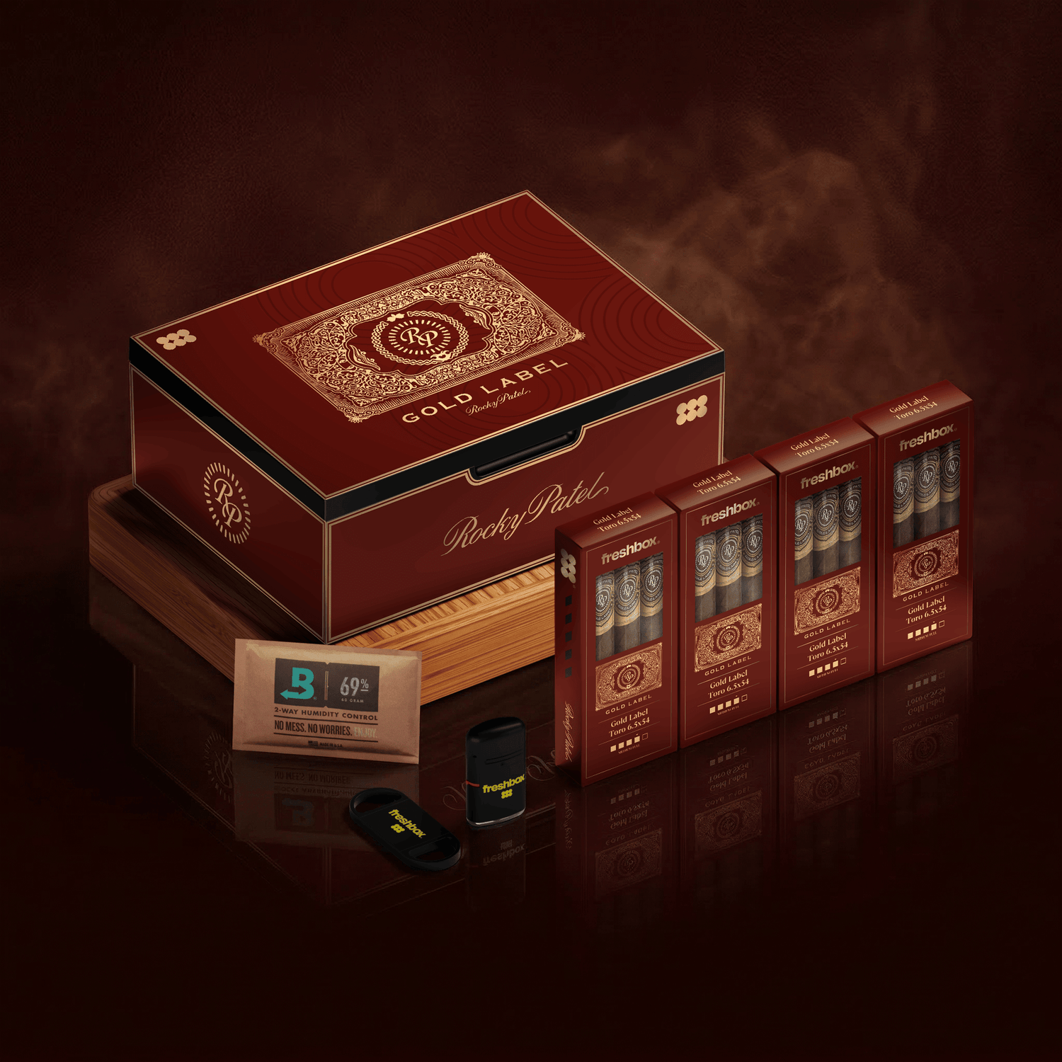 FreshBox Rocky Patel Gold Label Edition Humidor Starter Kit - Liquor Boutique