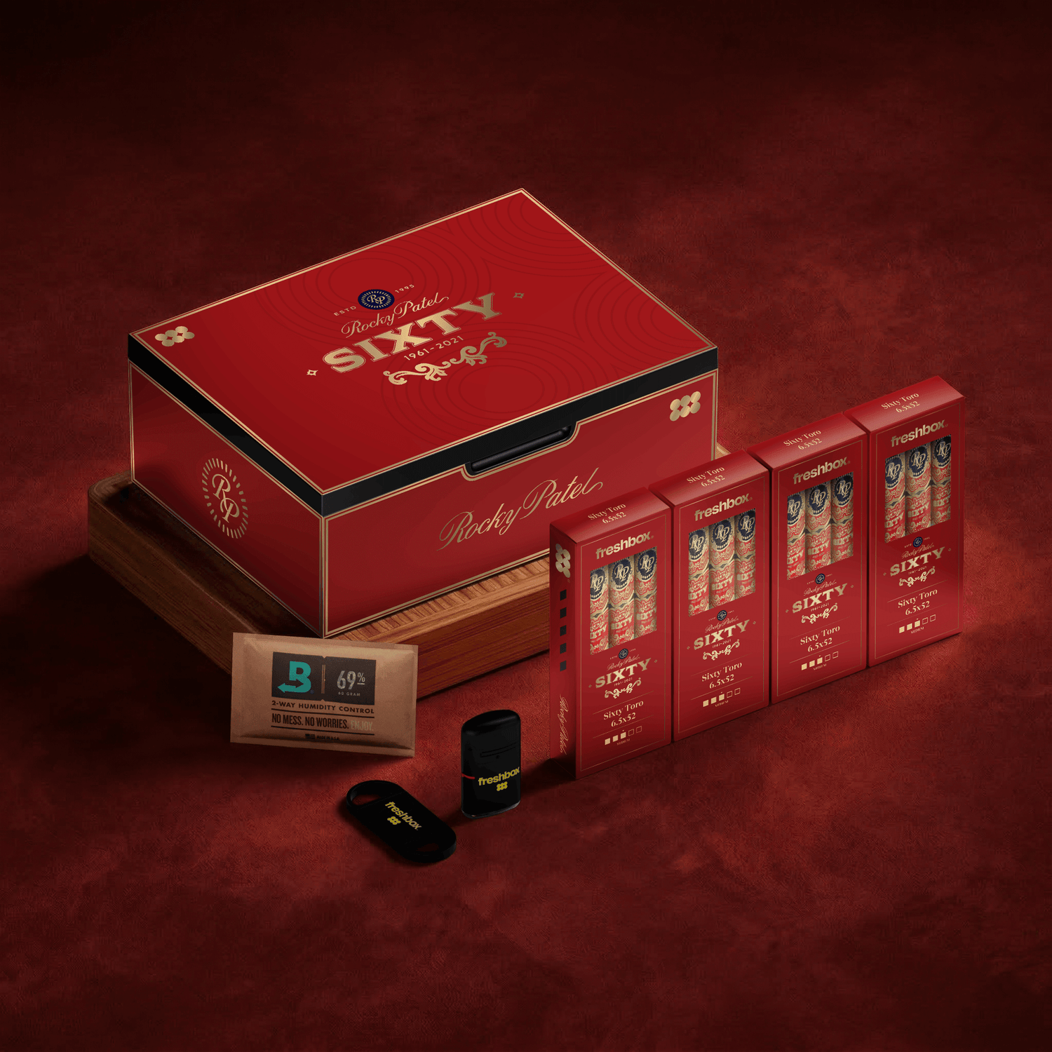 FreshBox Rocky Patel Sixty Edition Humidor Starter Kit - Liquor Boutique