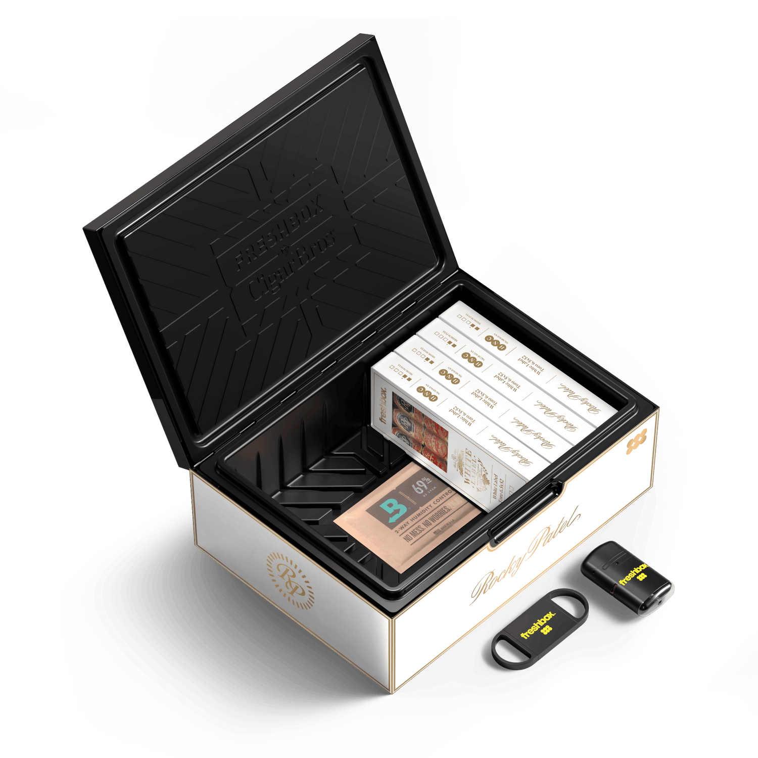 FreshBox Rocky Patel White Label Edition Humidor Starter Kit - Liquor Boutique