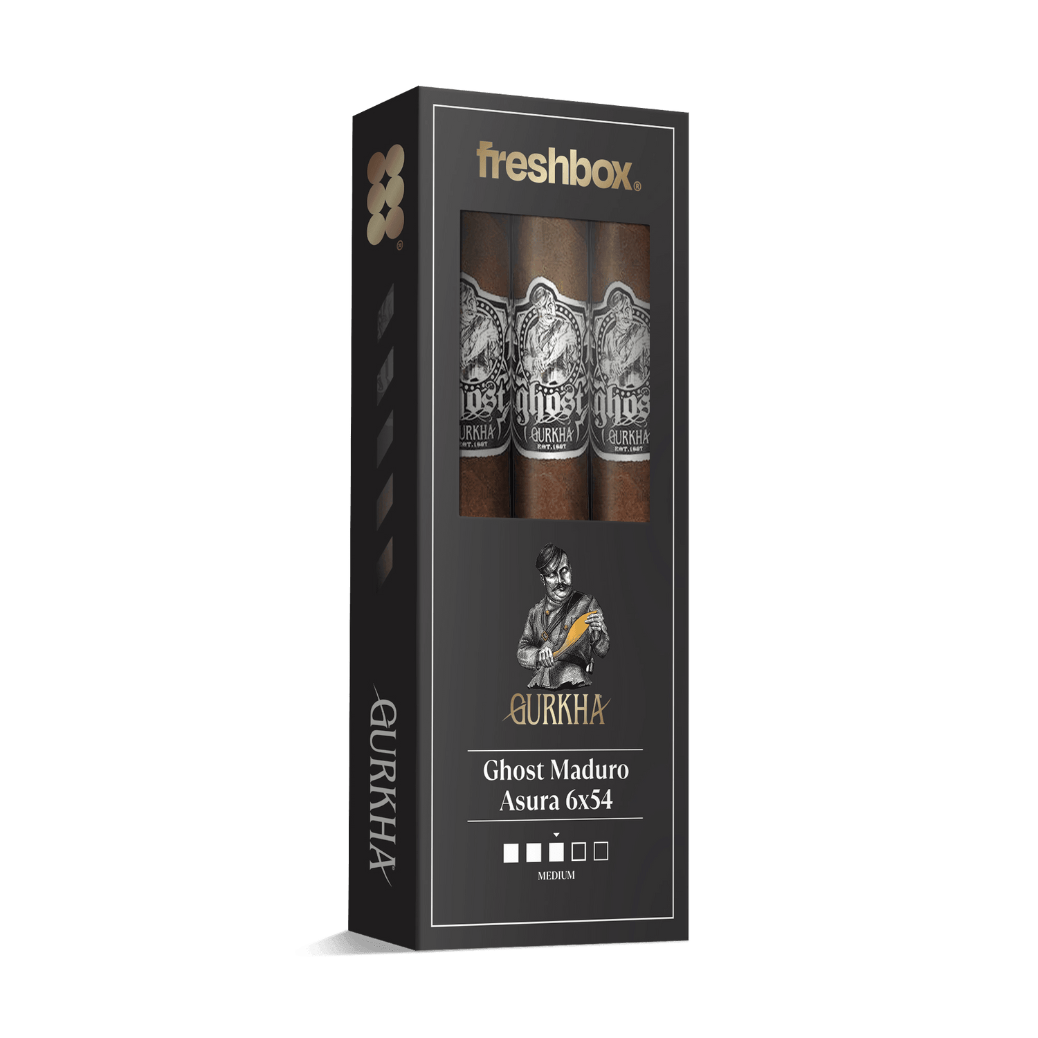 Gurkha Ghost Maduro Asura 6x54 FreshBox | Cigar 3-Pack - Liquor Boutique