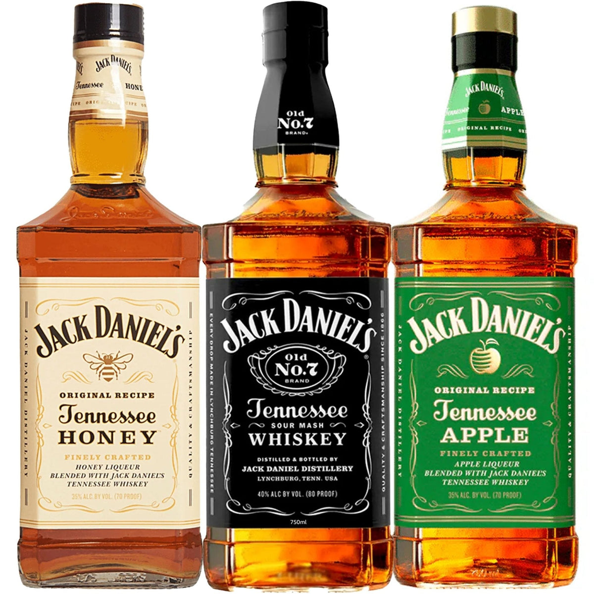 Jack Daniel's Honey, Sour Mash, & Apple Whiskey Bundle - Liquor Boutique