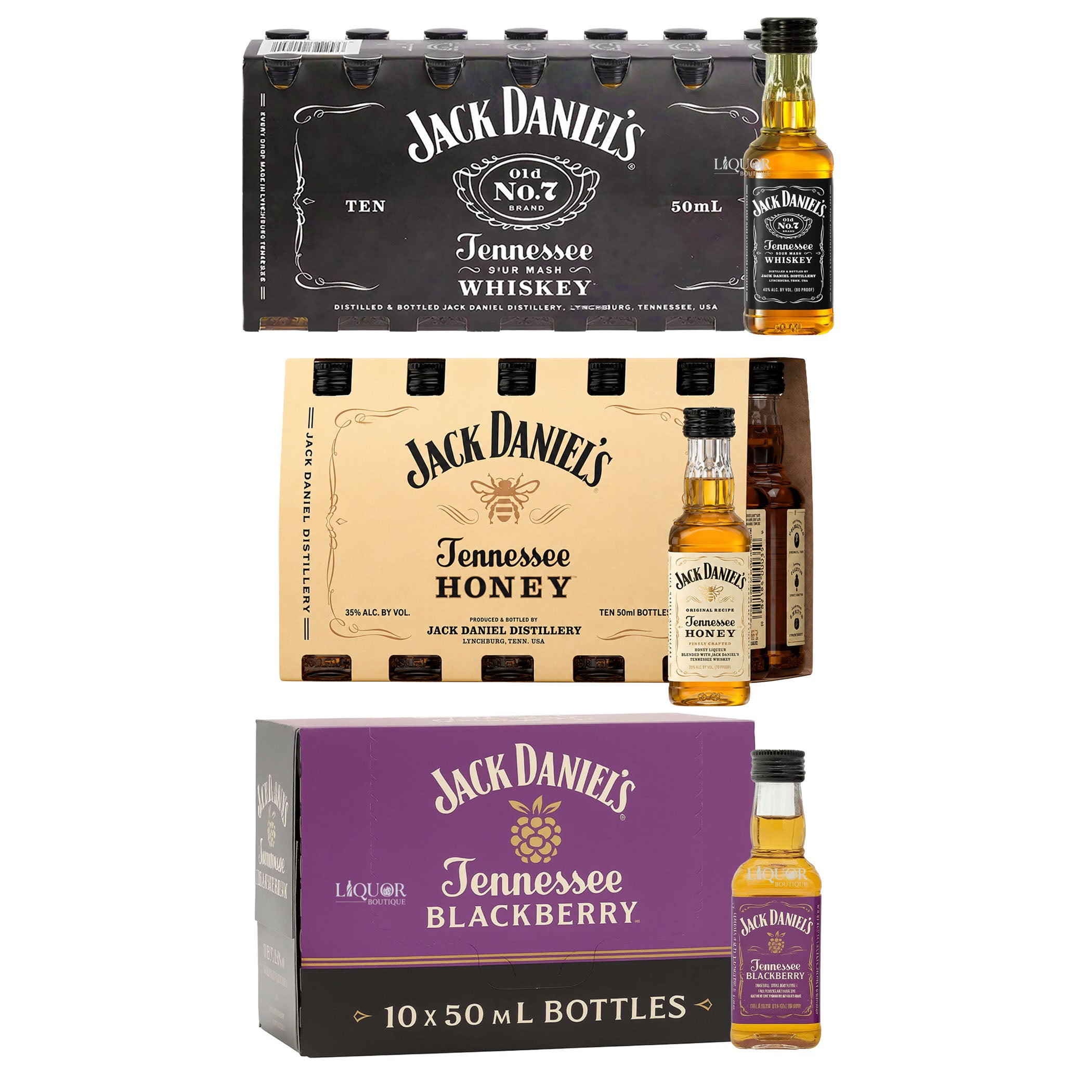 Jack Daniel's Tennessee Whiskey, Honey, & Blackberry 10 Pack 50ml