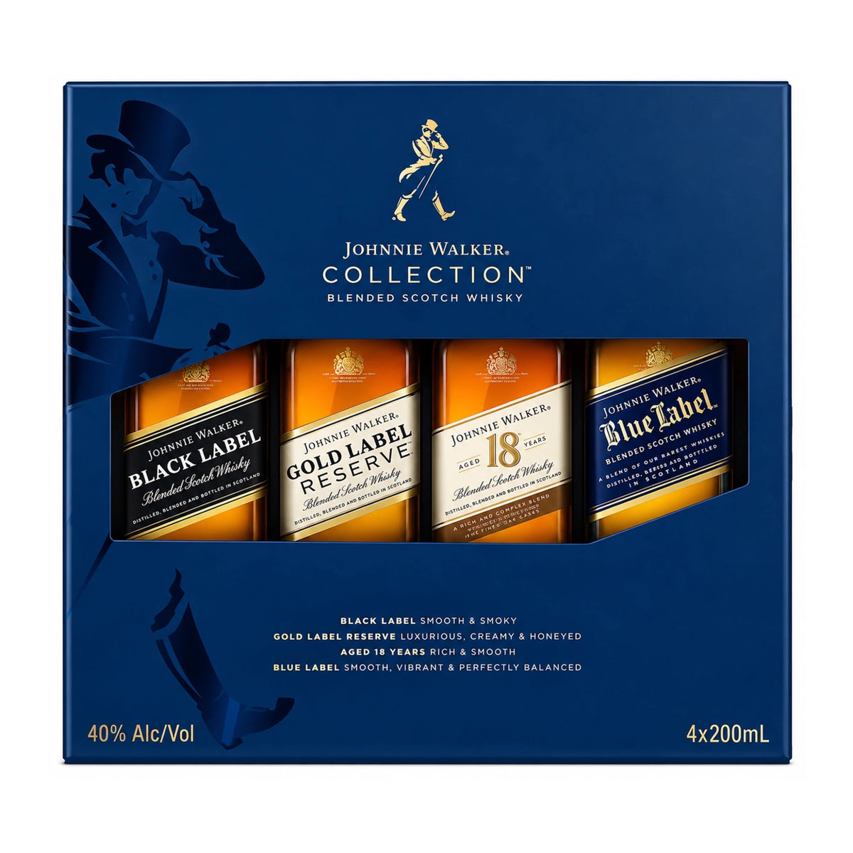 Johnnie Walker Black, Gold Reserve, 18 Year, & Blue Label Gift Set 200ml - Liquor Boutique