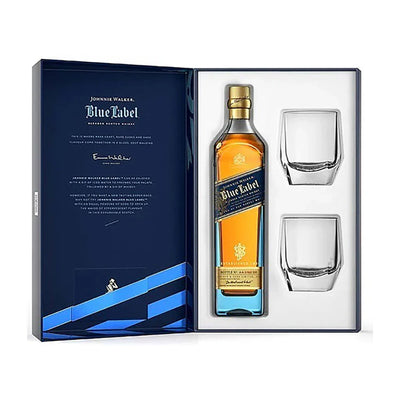 Johnnie Walker Blue Label Limited Edition Gift Set with Crystal Glasses 750ml
