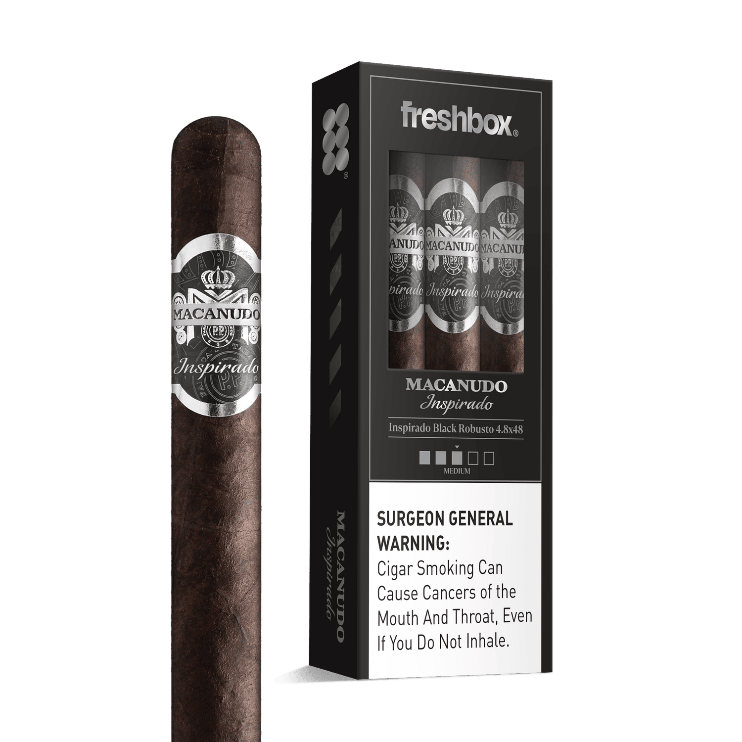 Macanudo Inspirado Black Robusto 4.8x48 FreshBox | Cigar 3-Pack - Liquor Boutique