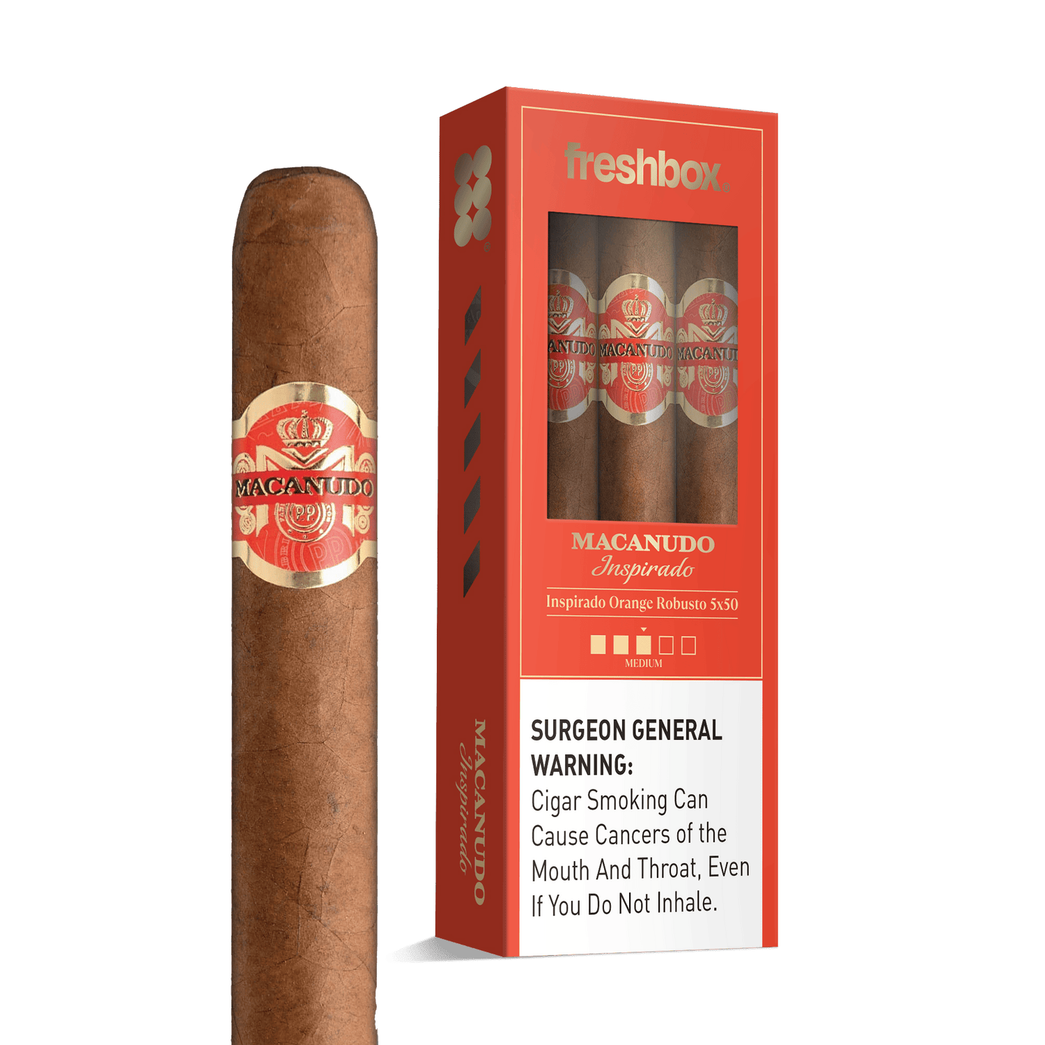 Macanudo Inspirado Orange Robusto 5x50 FreshBox | Cigar 3-Pack - Liquor Boutique
