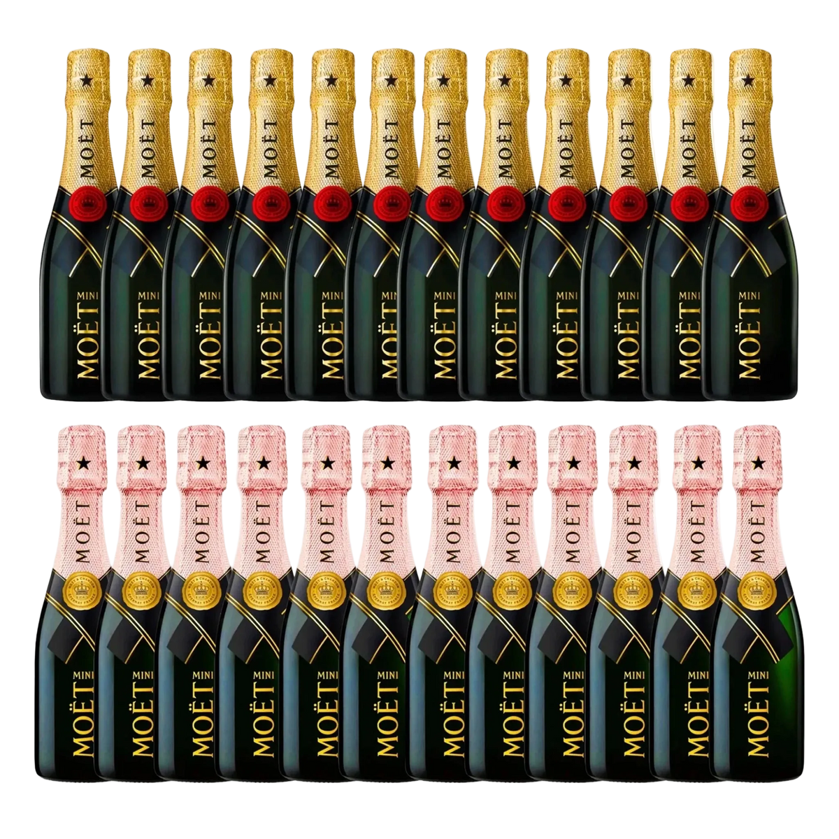 Moët Chandon Impérial Brut & Rosé Mini Champagne 24 Pack Bundle 187ml - Liquor Boutique