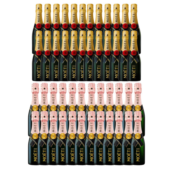 Moët & Chandon Impérial Brut & Rosé Mini Champagne 48 Pack Bundle 187ml - Liquor Boutique