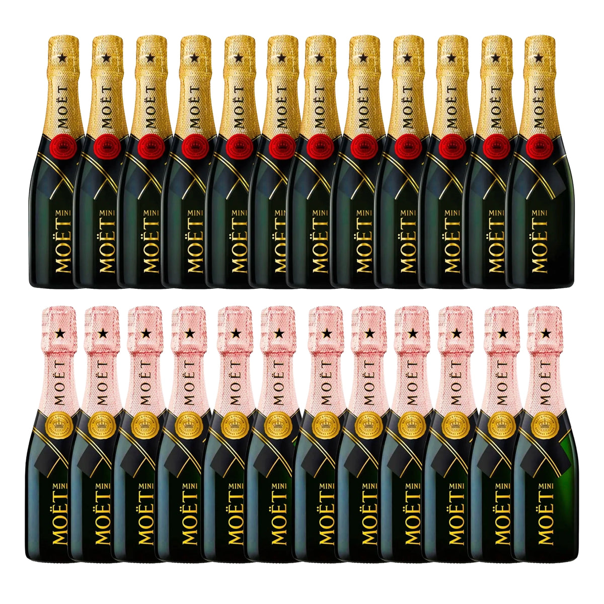 Moët Chandon Impérial Brut & Rosé Mini Champagne 24 Pack Bundle 187ml