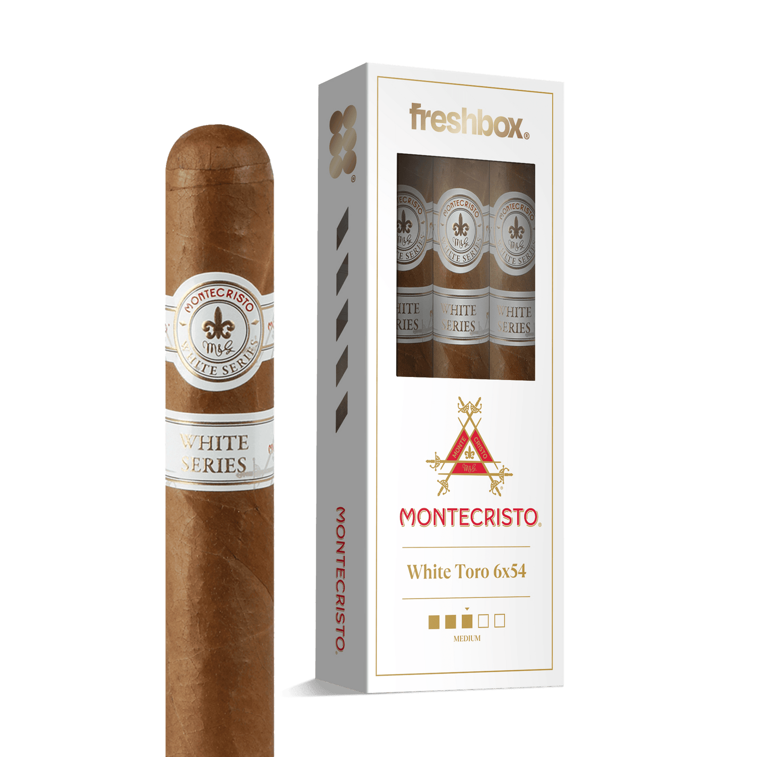 Montecristo White Toro 6x54 FreshBox | Cigar 3-Pack - Liquor Boutique