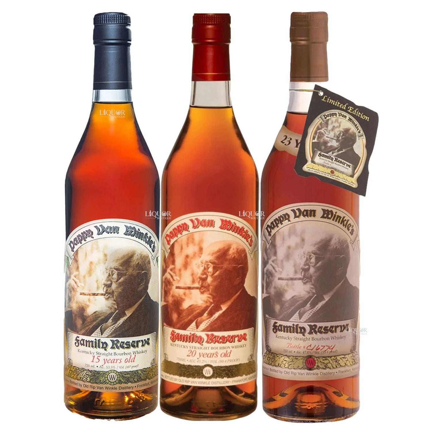 Pappy Van Winkle 15, 20, & 23 Year Whiskey Bundle - Liquor Boutique