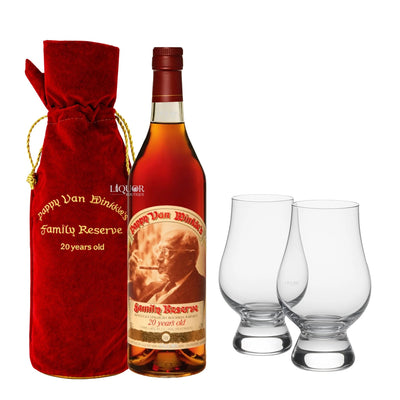 Pappy Van Winkle 20 Year Bourbon Whiskey with Glencairn Glass Set