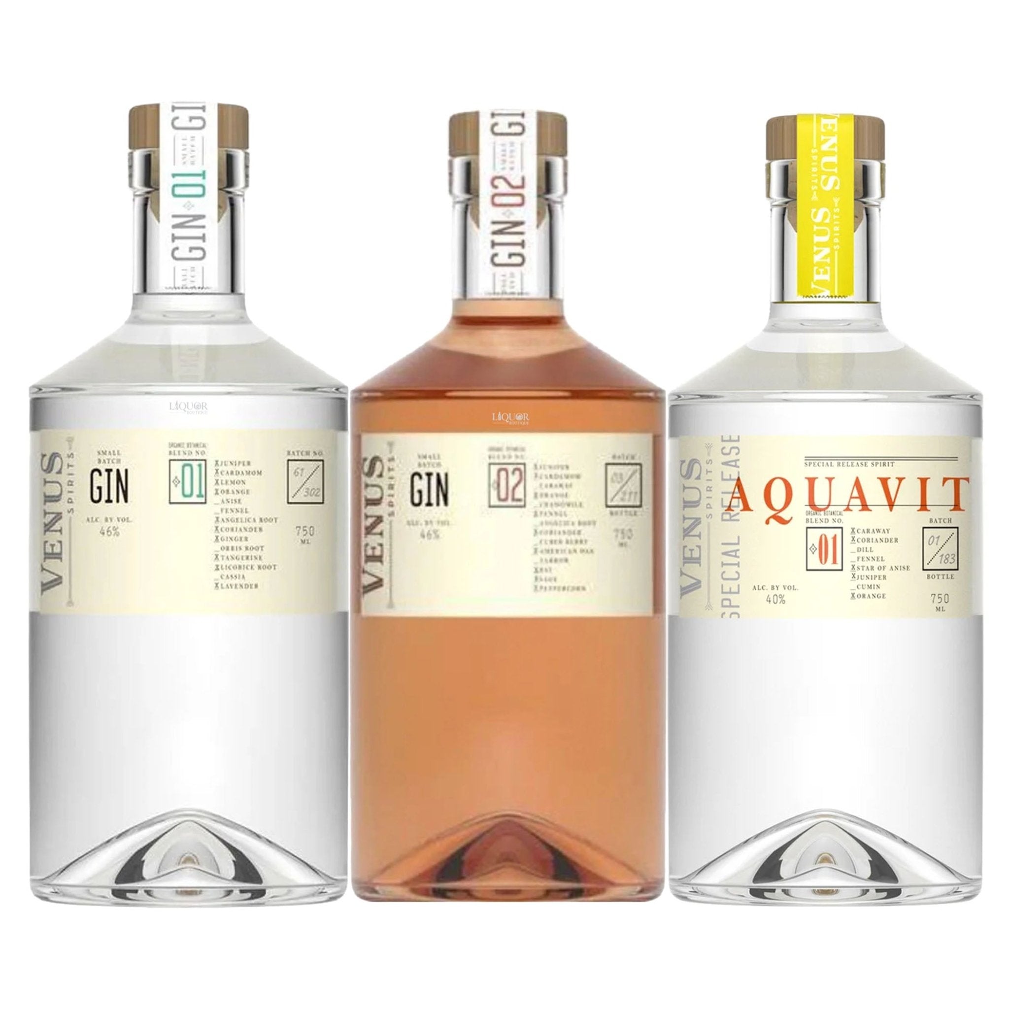 Venus Blend No. 1 Gin, Venus Blend No. 2 Gin, & Venus Aquavit No. 1 Liqueur Bundle 750ml - Liquor Boutique