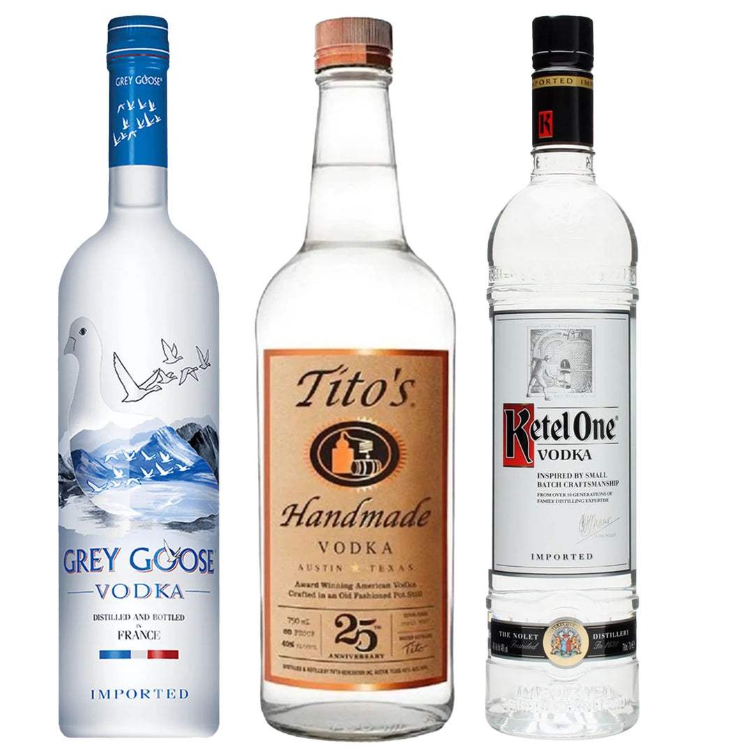 Grey Goose, Tito's, & Ketel One Vodka Bundle 750ML