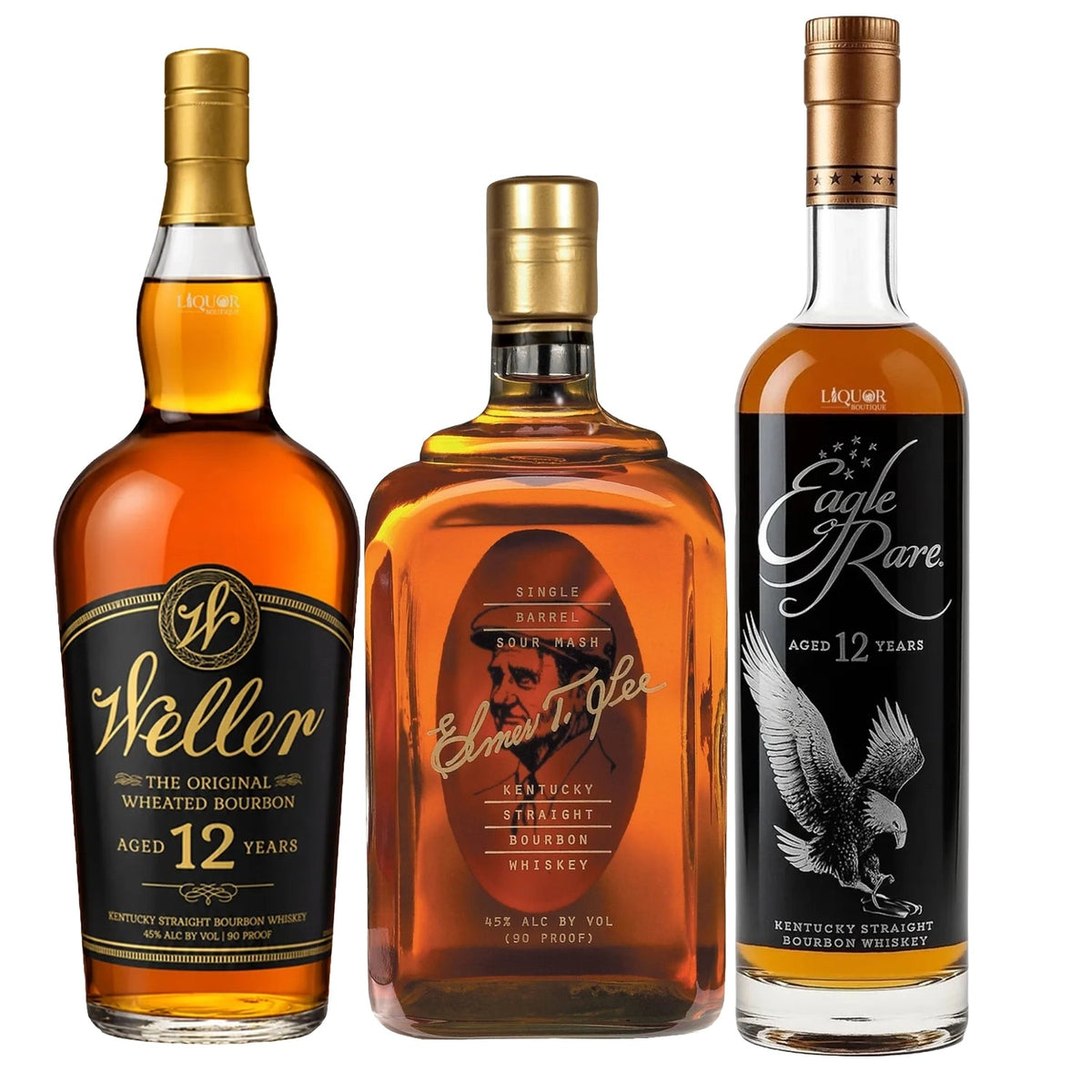 Weller 12 Year, Elmer T. Lee & Eagle Rare 12 Year Bourbon Whiskey Bundle 750ml - Liquor Boutique