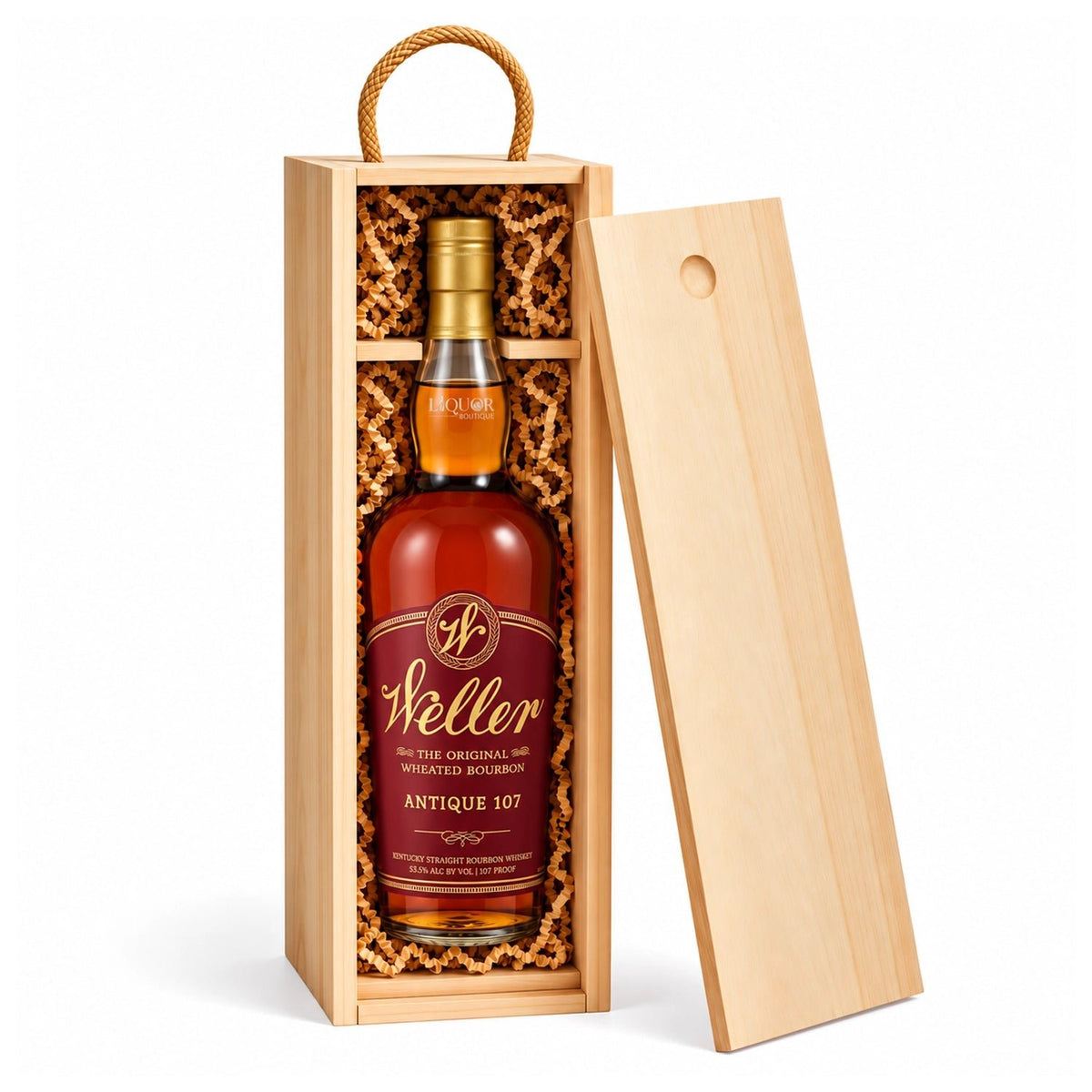 Weller Single Barrel Bourbon Whiskey with Wooden Gift Box 750ml - Liquor Boutique