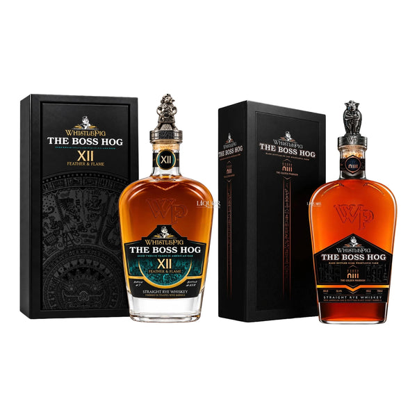 WhistlePig Boss Hog XII "Feather & Flame" & XIII: Golden Pharaoh Straight Rye Whiskey Bundle 750ml - Liquor Boutique